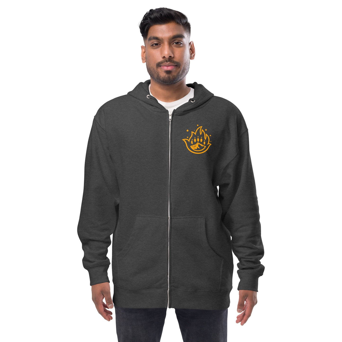 Unisex Gold Logo fleece zip up hoodie