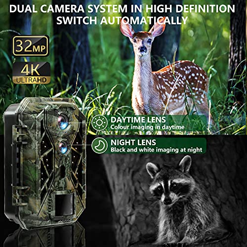 HAPIMP Trail Camera Dual Lens 4K 32MP